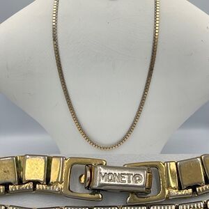 Vintage Monet Extra Long Gold Tone Chain Necklace Estate Jewelry 30" Signed 80s